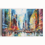 Stretched canvas artwork showcasing a vibrant landscape road design, featuring lush greenery and a clear blue sky, perfect for enhancing home decor.