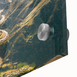 Close-up of a vibrant acrylic landscape wall art piece showcasing a winding road through lush greenery, ideal for home decor and art enthusiasts. Perfect for adding a touch of nature to living spaces.