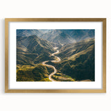 Elegant wall art featuring a framed landscape design with a gold mat, showcasing a scenic road view. Ideal for enhancing home decor and aesthetic appeal.