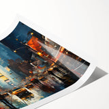 Rolled canvas print showcasing a serene landscape road design, featuring vibrant colors and intricate details, packaged securely in a protective tube for wall decor.