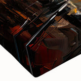 Close-up of a stretched canvas featuring a vibrant landscape road design, showcasing rich colors and intricate details, perfect for home decor or gallery display.