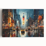 Stretched canvas wall art showcasing a vibrant landscape with winding roads, featuring rich greens and blues, perfect for modern home decor.