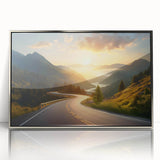 Framed acrylic wall art showcasing a stunning landscape road design featuring vibrant colors and intricate details, perfect for enhancing modern interior decor.