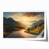 Rolled canvas print showcasing a vibrant landscape road design, featuring lush greenery and winding paths, ideal for home or office decor. Packaged securely in a cardboard tube for safe delivery.
