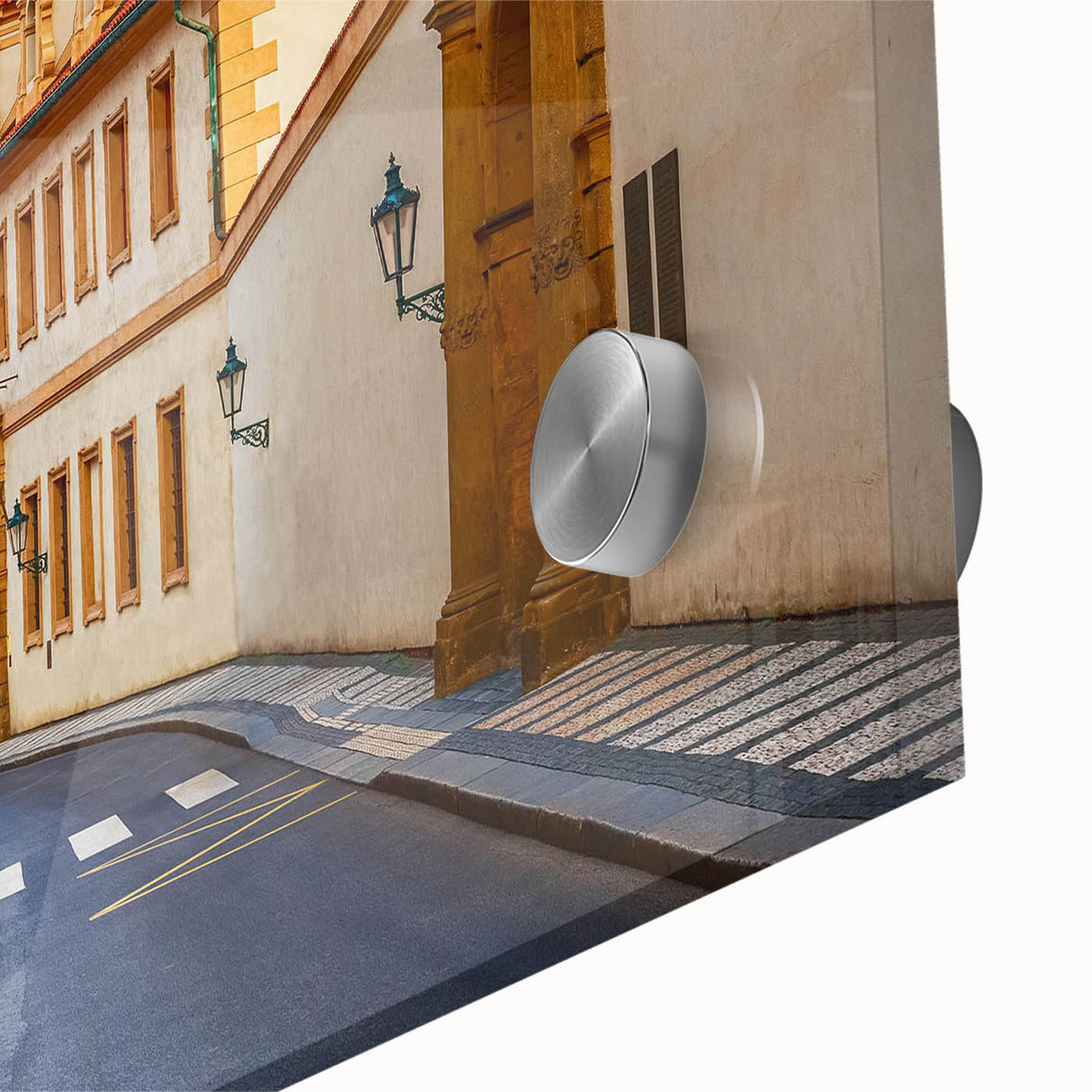 Acrylic glass wall art featuring a vibrant landscape road design, showcasing rich colors and intricate details, perfect for modern home decor.