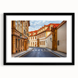 Framed wall art featuring a serene landscape with winding roads, set in a sleek black frame, ideal for modern home decor. Perfect for enhancing any living space.