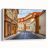 Framed canvas wall art showcasing a scenic landscape with winding roads and lush greenery, designed to enhance modern home decor with its vibrant colors and artistic flair.