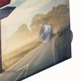 Close-up of a vibrant acrylic glass wall art piece showcasing a modern landscape design with winding roads and rich colors, ideal for contemporary home decor. Perfect for enhancing living spaces with artistic flair.