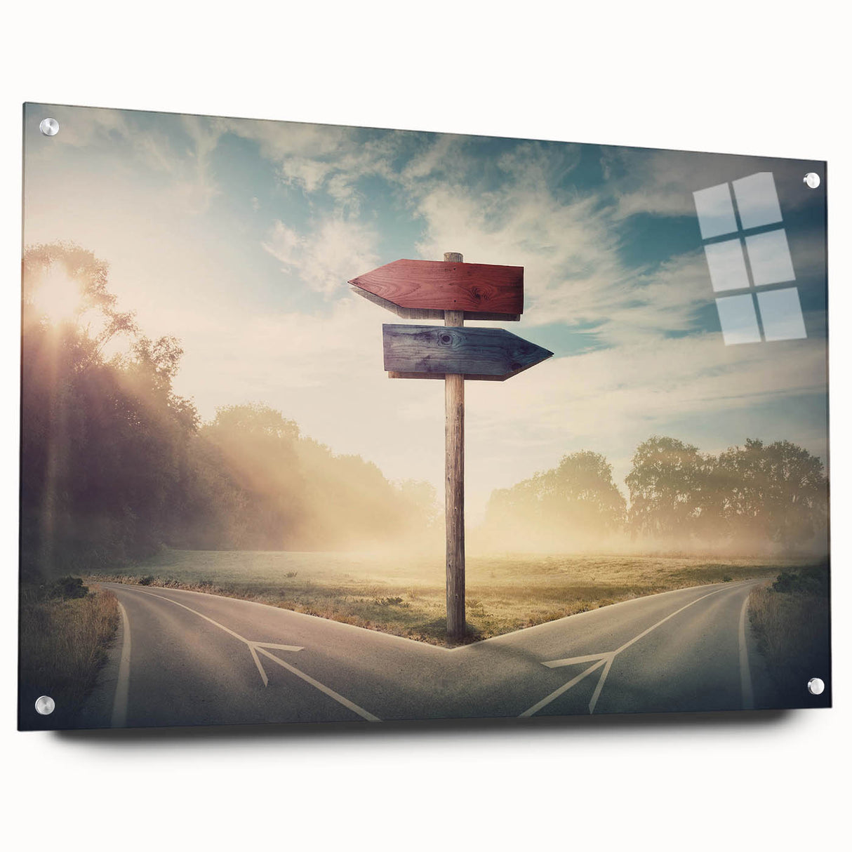 Abstract landscape wall art collection featuring a side view of acrylic glass design, showcasing vibrant colors and intricate details, perfect for modern home decor.