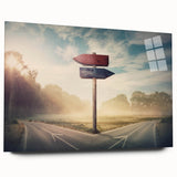 Side view of a modern acrylic glass wall art piece showcasing a vibrant landscape and road design, perfect for enhancing contemporary home decor.