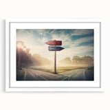 Elegant framed wall art collection featuring a serene landscape and winding road design, presented with a crisp white mat, ideal for enhancing modern decor.