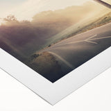 Rolled canvas artwork showcasing an abstract landscape design with vibrant colors and intricate details, ideal for modern home decor or office spaces.