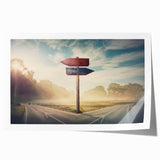 Rolled print showcasing a vibrant abstract landscape design with winding roads and mountains, ideal for modern home decor, packaged securely in a cardboard tube.