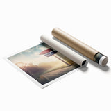 Rolled canvas print showcasing a serene landscape road design, highlighting vibrant colors and intricate details, ideal for home decor or art enthusiasts.