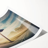 Vibrant rolled print showcasing a scenic landscape road design, featuring lush greenery and a clear sky, ideal for modern home decor or art enthusiasts.