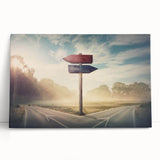 Stretched canvas wall art featuring a serene landscape with winding roads and trees, showcasing soft colors and a tranquil atmosphere, perfect for home decor.