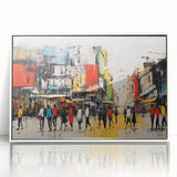 Framed acrylic wall art featuring a scenic landscape design, showcasing a winding road through lush greenery and vibrant sky, perfect for home decor.