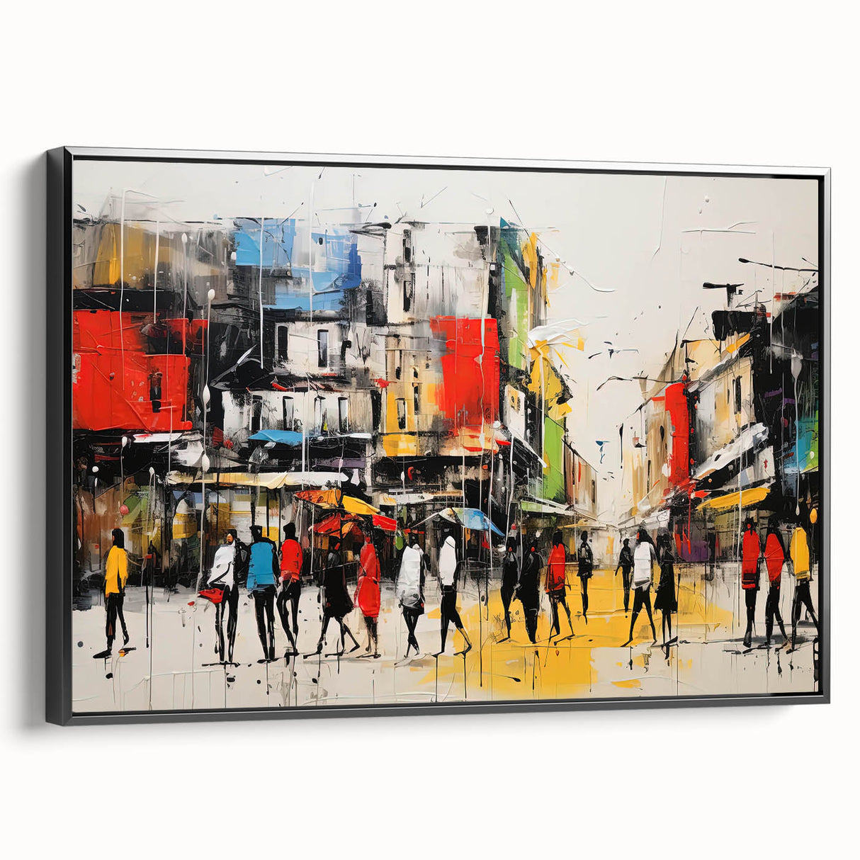 Framed canvas wall art showcasing a scenic landscape with winding roads, featuring black accents and a modern aesthetic, perfect for home decor.