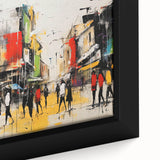 Close-up of a framed canvas artwork showcasing a vibrant landscape road design, featuring rich colors and intricate details, perfect for home decor enthusiasts.