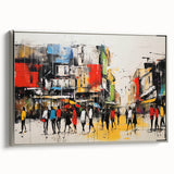 Framed canvas wall art showcasing a modern landscape design featuring winding roads and serene nature, with a silver frame that enhances the artwork's elegance. Ideal for home décor.