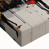 Close-up of a stretched canvas showcasing a vibrant landscape road design, featuring rich colors and intricate details, ideal for home decor enhancement.