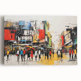 Stretched canvas artwork showcasing a vibrant landscape road design, featuring lush greenery and a serene sky, perfect for enhancing home decor with nature's beauty.