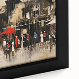 Framed canvas art piece showcasing a vibrant, abstract landscape with winding roads and rich colors, perfect for modern home decor. The close-up highlights intricate details and textures, enhancing visual appeal.