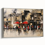 Framed canvas wall art showcasing a serene landscape with winding roads, finished in a sleek silver frame, perfect for modern home decor. The artwork captures a peaceful scene, ideal for living spaces.