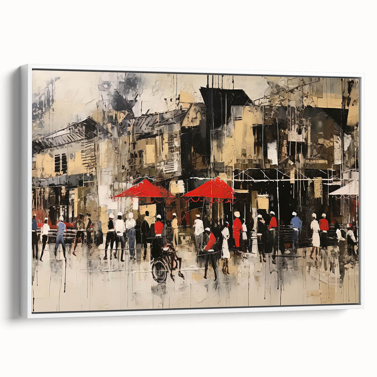 Framed canvas wall art showcasing a serene landscape road design, highlighted by vibrant colors and a modern white frame, perfect for enhancing home decor.