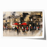 Colorful abstract landscape wall art print showcasing winding roads through vibrant hills, perfect for modern home decor, rolled and ready for framing.