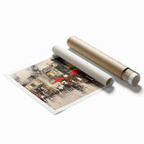 Rolled canvas print showcasing a vibrant landscape road design with lush greenery and a winding path, ideal for home decor and artistic wall displays.