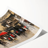 Abstract landscape art print showcasing winding roads through a vibrant green countryside, perfect for modern home decor or office spaces. The rolled design ensures easy framing and display options, enhancing any interior with a touch of nature-inspired elegance.