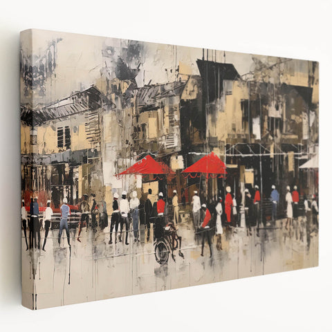 Stretched canvas wall art featuring a serene landscape road design, showcasing vibrant colors and intricate details, perfect for home decor enhancement.