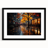 Framed wall art featuring a scenic landscape road design, presented in a sleek black frame with a white mat, perfect for modern home decor.