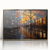 Framed landscape wall art showcasing a scenic road design in gold accents, perfect for modern home decor. Ideal for adding elegance to living spaces.