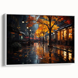 Framed canvas wall art depicting a serene landscape with winding roads, featuring vibrant colors and a modern design, perfect for home décor or office spaces.