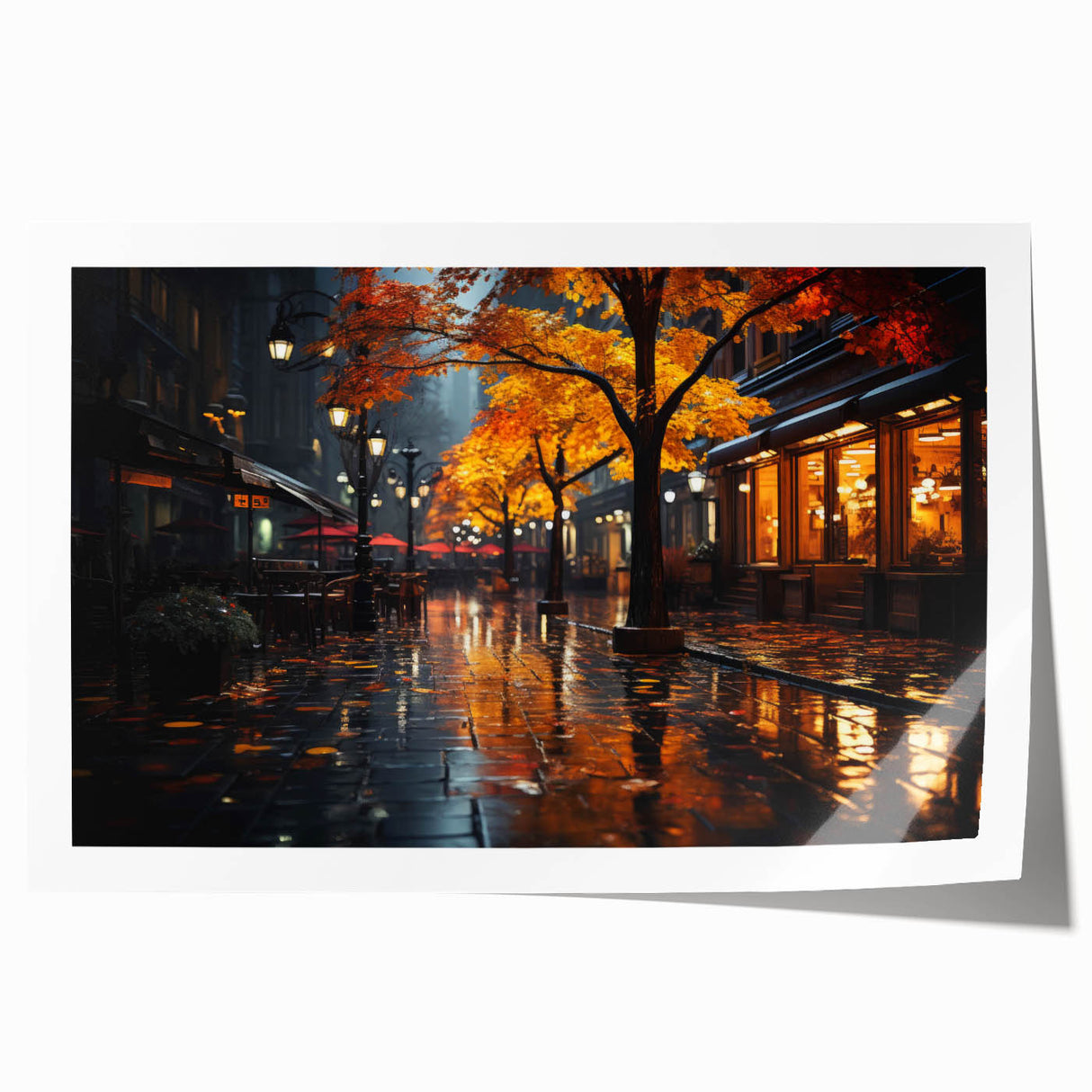 Vibrant rolled print showcasing a serene landscape road design, ideal for home decor; features rich colors and intricate details, packaged securely for delivery.