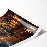 Rolled print of a serene landscape featuring winding roads and vibrant greenery, ideal for wall decor. Packaged securely in a protective cardboard tube.