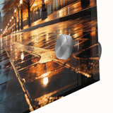 Close-up of a vibrant acrylic glass wall art piece showcasing a serene landscape road design, featuring lush greenery and a clear blue sky, perfect for modern decor.