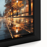 Framed canvas close-up showcasing a vibrant landscape road design with rich colors and intricate details, ideal for home decor and art enthusiasts.