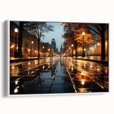 Framed canvas wall art showcasing a serene landscape with winding roads, presented in a sleek white frame, perfect for modern home decor and interior design.