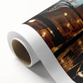 Rolled canvas artwork showcasing a vibrant landscape road design, featuring rich colors and intricate details, ideal for modern home decor. Packaged securely in a cardboard tube for safe delivery.