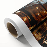 Rolled canvas artwork showcasing a vibrant landscape road design, featuring rich colors and intricate details, ideal for modern home decor. Packaged securely in a cardboard tube for safe delivery.