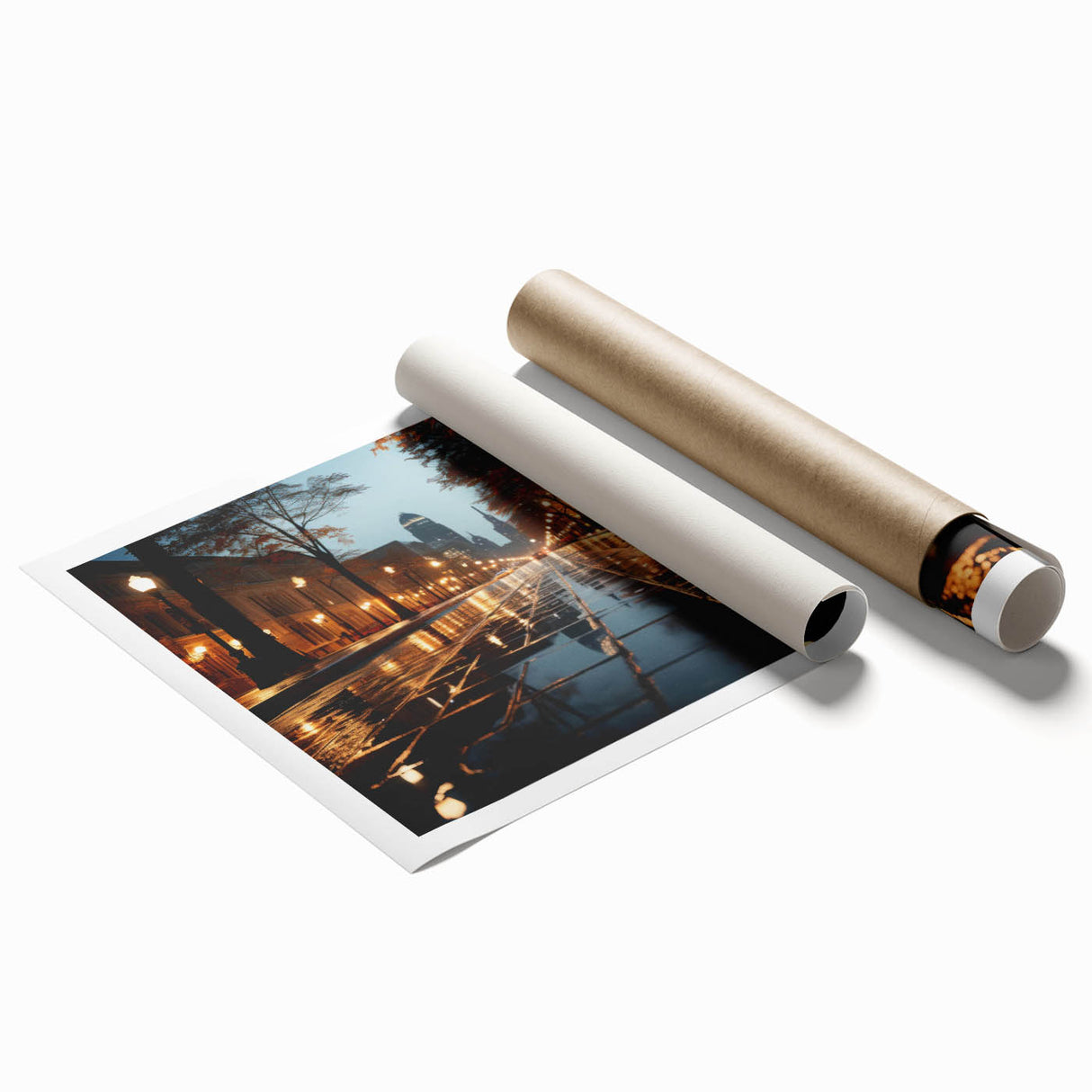 Rolled print of a vibrant landscape road design featuring vivid colors and intricate details, ideal for home decor, showcasing nature's beauty and artistic flair.