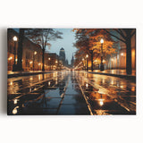 Stretched canvas artwork showcasing a vibrant landscape road design, featuring lush greenery and a blue sky, perfect for enhancing modern home decor.