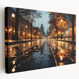 Stretched canvas artwork depicting a serene landscape road design, showcasing vibrant colors and intricate details, perfect for enhancing modern home decor.