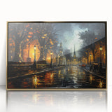 Framed acrylic wall art showcasing a stunning landscape design, featuring winding roads and vibrant colors, set against a gold frame, perfect for home decor.