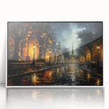 Framed wall art piece showcasing a scenic landscape road design in vibrant colors, set in a sleek white frame, perfect for modern home decor.