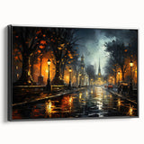 Framed canvas wall art displaying a serene landscape with winding roads and lush greenery, featuring a sleek black frame that enhances the modern decor aesthetic.