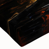 Close-up of a stretched canvas featuring a vibrant landscape road design, showcasing rich colors and intricate details, perfect for modern home decor.